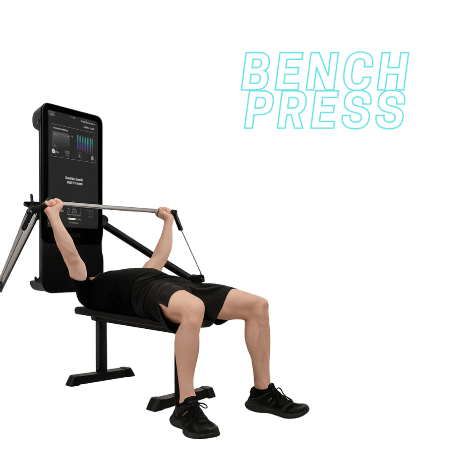 Person using a home bench press machine 